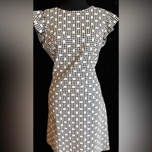 Blue and White Gingham Polka Dot Dress sz 12